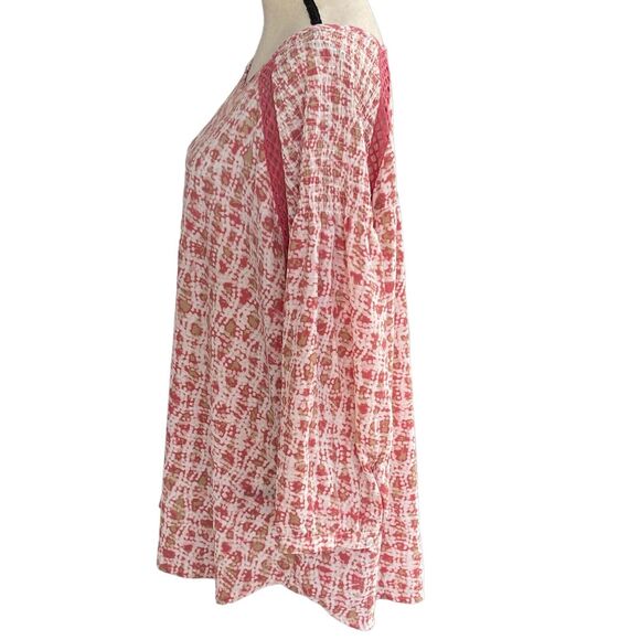 Zac & Rachel 2X-Large Top Abstract Balloon Sleeves Scoop Neck Crochet Smocked - Picture 7 of 8